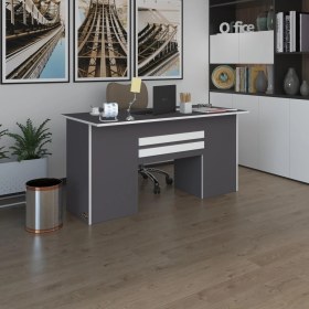 Resim Kenzlife ofis masası pat morita gri 75*170*80 raflı dolap çiftli şeritli bilgisayar çalışma masası 