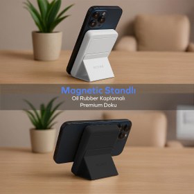 Resim Woyax Magsafe Powerbank Standlı 10000mAh Hızlı Taşınabilir Batarya iPhone 11 12 13 14 15 16 17 Samsung Xia 