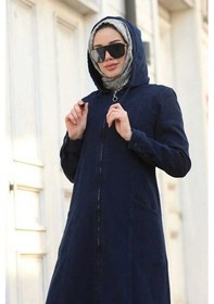 Resim Neways 6463-Kapşonlu Denim Ferace Lacivert 