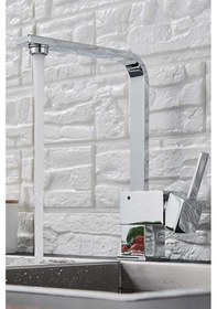 Resim Mix Kare Eviye L Boru Mutfak Bataryası Aç Kapa Ağır Gövde Musluk Krom 