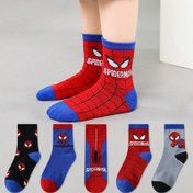 Resim 5 Çift Marvel Karikatür Karakteri Örümcek Çorapları "Eyleme Dalgalan! Örümcek-Hero Çocuk Çorapları - Küçük Kahramanlar İçin Web-Slinging Eğlencesi!" Gençler İçin Orta-Bacak Çorapları 