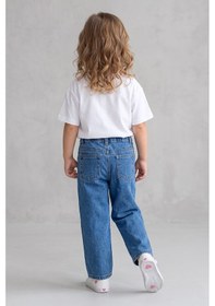 Resim Dmb Boys & Gırls Kız Çocuk Kalp Nakışlı Denim Kot Pantolon Mavi 2-7 Yaş-2791 