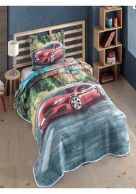 Resim Tek Kişilik Kapitone Yatak Örtüsü - Ralli Temalı 175 X 240cm Kırmızı 