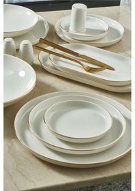 Resim Bilbao 69 Parça 12 Kişilik Bone Yemek Takımı Altın Fileli Krem 