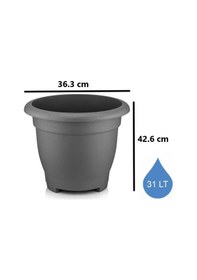 Resim Omnipazar So-vhs7 Dekoratif Vaha Saksı İç Ve Dış Mekan 31 Litre No 7 Antrasit 116 