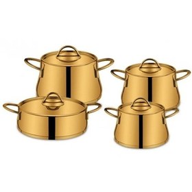 Resim SILA Çelik Tencere Seti Tam Gold Çeyiz Seti 8 Parça Piramit 686 