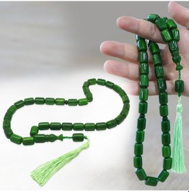 Resim Tesbihname Çubuk Sıkma Kehribar Tesbih - Osmanlı Saray Püsküllü - Maxi Boy - Yeşil - Kapsül Kesim 