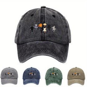 Resim Kadınlar için Sevimli Kedi Bayan Beyzbol Şapkası - Ayarlanabilir Hafif, Karikatür Kedi Desenli, Yumuşak Nefes Alabilen Kumaş, Kız Arkadaş İçin Mükemmel Hediye (Çoklu Renkler: Siyah/Koyu Gri/Lacivert/Zeytin Yeşili), Anime Temalı Aksesuar, Eğlenceli Tasarım, Baskılı Desen 