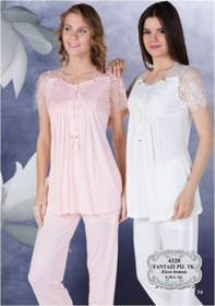Resim Bone Club Bone 4320 Kısa Kol Kadın Lohusa Emzirme Pijama Takımı Ekru Re... Ekru 