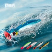 Resim 1 Adet KINGDOM Yüzeyde Yüzen Popper Yem - 3 Üçlü Kancalı Sert Wobbler, 8cm/10cm/13cm (3.15"/3.94"/5.12" Çok Renkli Dalgalanma Tasarımı Tuzlu ve Tatlı Su Balıkçılığı İçin - Levrek, Turna, Alabalık, Somon, Uskumru için İdeal - Tüm Mevsimlerde Kullanıma Uygun Balıkçılık Malzemesi 