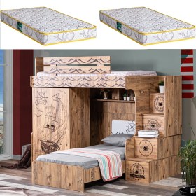 Resim Setay Kaptan Ranza Karyola Dolap Takımı + 2 Adet Comfort Yatak 
