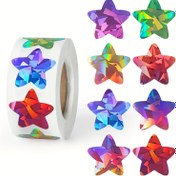 Resim Rulo Başına 500 Parıltılı Holo Grafik Lazer Çok Renkli Yıldızlar Kendinden Yapışkanlı Etiketler, 2.54 cm, 8 Renkte, DIY El Sanatları ve Okul Sınıf Planlayıcı İçin PVC Su Geçirmez Yapışmaz 