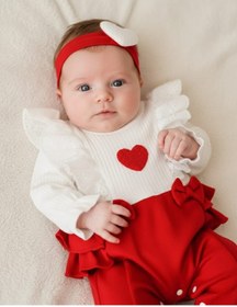 Resim COLORFULLCLİPS Kız Bebek Kalp Bandanalı Tulum Set 
