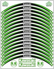 Resim SKM Yeşil Siyah Kawasaki Uyumlu Reflektörlü Jant Şeridi 