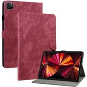 Resim iPad Uyumlu Pro 12.9 2022/2021/2020 Uyku / Uyandırma Fonksiyonlu Kaplan Desenli Pu Tablet Kılıfı 