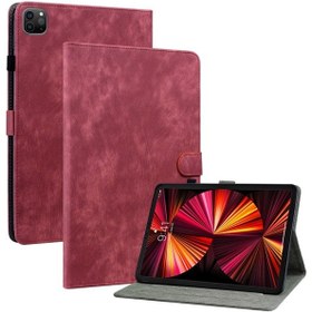 Resim iPad Uyumlu Pro 12.9 2022/2021/2020 Uyku / Uyandırma Fonksiyonlu Kaplan Desenli Pu Tablet Kılıfı 