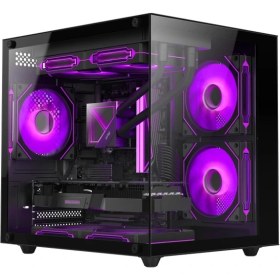 Resim Xaser Game In Game Cool Siyah Küp Kasa 5X12CM Argb Fanlı M.atx 600W Akvaryum Oyuncu Kasası 