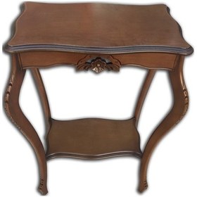 Resim Fiskos Sehpa Çiçeklik Oyma Model Parlak Ceviz Kayın tabla EL Yapım 