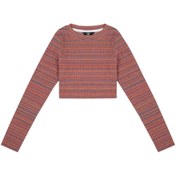 Resim Bassigue Kadın Mavi/kırmızı Örme Crop Top 