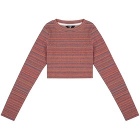 Resim Bassigue Kadın Mavi/kırmızı Örme Crop Top 