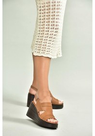 Resim Fox Shoes U555960303 Taba Hakiki Deri Dolgu Topuklu Kadın Ayakkabı Taba-hakiki Deri 