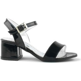 Resim Siyah Rugan Kalın Topuklu Kız Çocuk Abiye Ayakkabı Siyah 