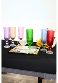 Resim Organik Boya 6 Renk Kristal Ayaklı Kahve Yanı Su Bardağı 