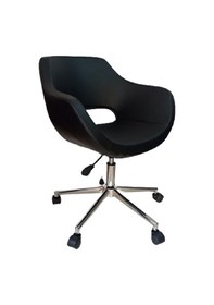 Resim Büro Koltuğu çalışma Sandalyesi Siyah Renk Suni Deri Krom Yıldı 