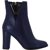 Resim Hobby 26078 Hakiki Deri Kadın Topuklu Bot Lacivert 