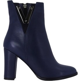 Resim Hobby 26078 Hakiki Deri Kadın Topuklu Bot Lacivert 
