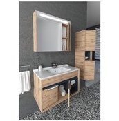 Resim NAPOLİ 85 CM BEYAZ LAVABOLU BANYO DOLABI - DORADO/ANTRASİT (BOY DOLAP HARİÇ ) 