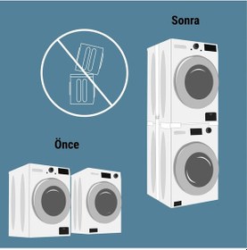 Resim Çamaşır Makinesi Kurutma Makinesi İstifleme Birleştirme Kiti Beko Grundig İçin Ayarlanabilir 