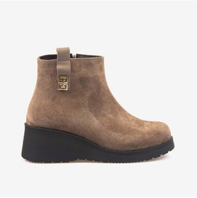 Resim Kemal Tanca Hakiki Deri Kadın Dolgu Topuk Bot 601377 Biscuit Süed 