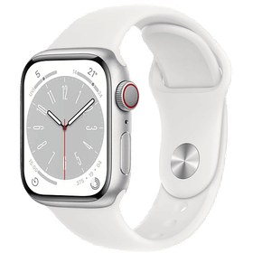 Resim APPLE Watch Series 8 GPS + Cellular 41mm Silver Aluminium Case with White Sport 