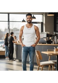 Resim Lüx Wood Lüx Erşah %100 Pamuk Klasik Ribana Erkek Atlet 301 Serisi Beyaz 