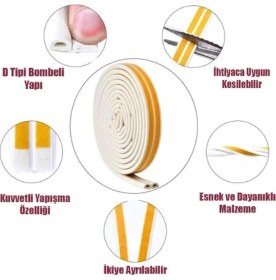 Resim Contacall Bondit 2'li Kauçuk Kapı ve Pencere Izolasyon Bandı Fitili Siyah Gri Beyaz Kahverengi 