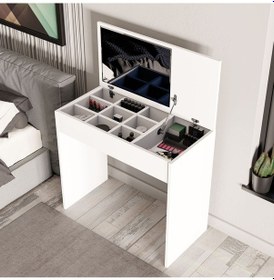Resim 2230 Laıla Düşer Kapaklı Aynalı 80 Cm Makyaj Masası 