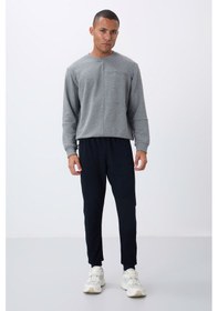 Resim Tommy Life Lacivert Fermuar Cepli Standart Kalıp Jogger Erkek Eşofman Alt - 84651 Lacivert 