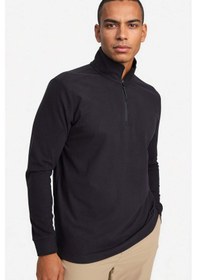 Resim Defacto Defactofit Standart Fit Dik Yaka Yarım Fermuarlı Polar Sporcu Sweatshirt F2302ax25wnbk81 Siyah 