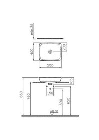 Resim VitrA Metropole Dikdörtgen Çanak Lavabo 50 CM Beyaz 5667B003-0016 