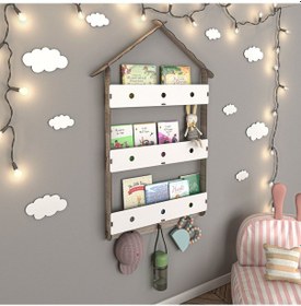 Resim Mingitav Maison Çatılı Askılı Ahşap Eğitici Montessori Kitaplık Ahşap 