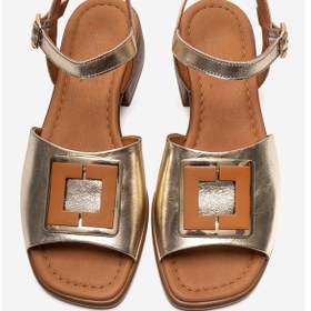 Resim Luvishoes Svelte Altın Hakiki Deri Tokalı Kadın Sandalet 
