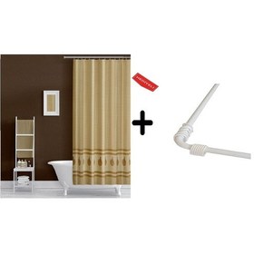 Resim Banyo Perdesi 5030 2x110x200, Perde Borusu Askı Aparatı Köşe Boru Beyaz Hediyeli, Duş Perdesi Seti Çok Renkli 