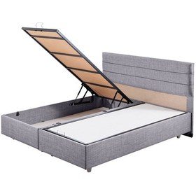 Resim Sofia İkili Set, Sofia Çift Kişilik Baza Başlık Seti Açık Gri 140 x 190 