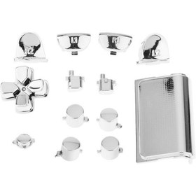 Resim Suntek PS4 Denetleyicisi İçin Yedek Krom Kaplama Düğmeler ve Dokunmatik Yüzey Gümüş 