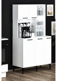 Resim Miya Çok Amaçlı Dolap, Kahve Köşesi, Kiler Dolabı, Mutfak Erzak Dolabı, Mini Mutfak Dolabı Beyaz 