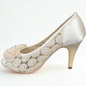 Resim Saten Kadın Abiye Ayakkabı Bej 