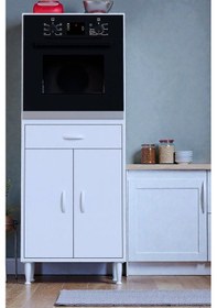 Resim Eliusta Sakür Ankastre Fırın Dolabı 56 Cm Özel Genişlik Beyaz Depolama Alanlı 60x152x56 Cm Beyaz Dolap Beyaz 