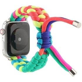 Resim Şemsiye Kordon Gökkuşağı Saat Kordonu iOS Uyumlu Watch Serisi 9-8-7 41mm / Se 3-se 2-6-se-5-4 40mm / 3-2-1 38mm 