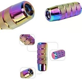 Resim Üniversal 9.5 cm JDM Metal Spor Görünümlü Vites Topuzu Aparatlı Alüminyum Alaşım Otomatik-Manuel Yarış Vites Kolu Bukalemun Neo Krom 